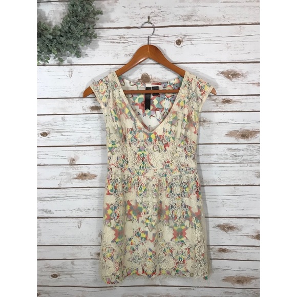 PETTICOAT ALLEY COLORFUL LACE OVERLAY DRESS - Picture 1 of 5